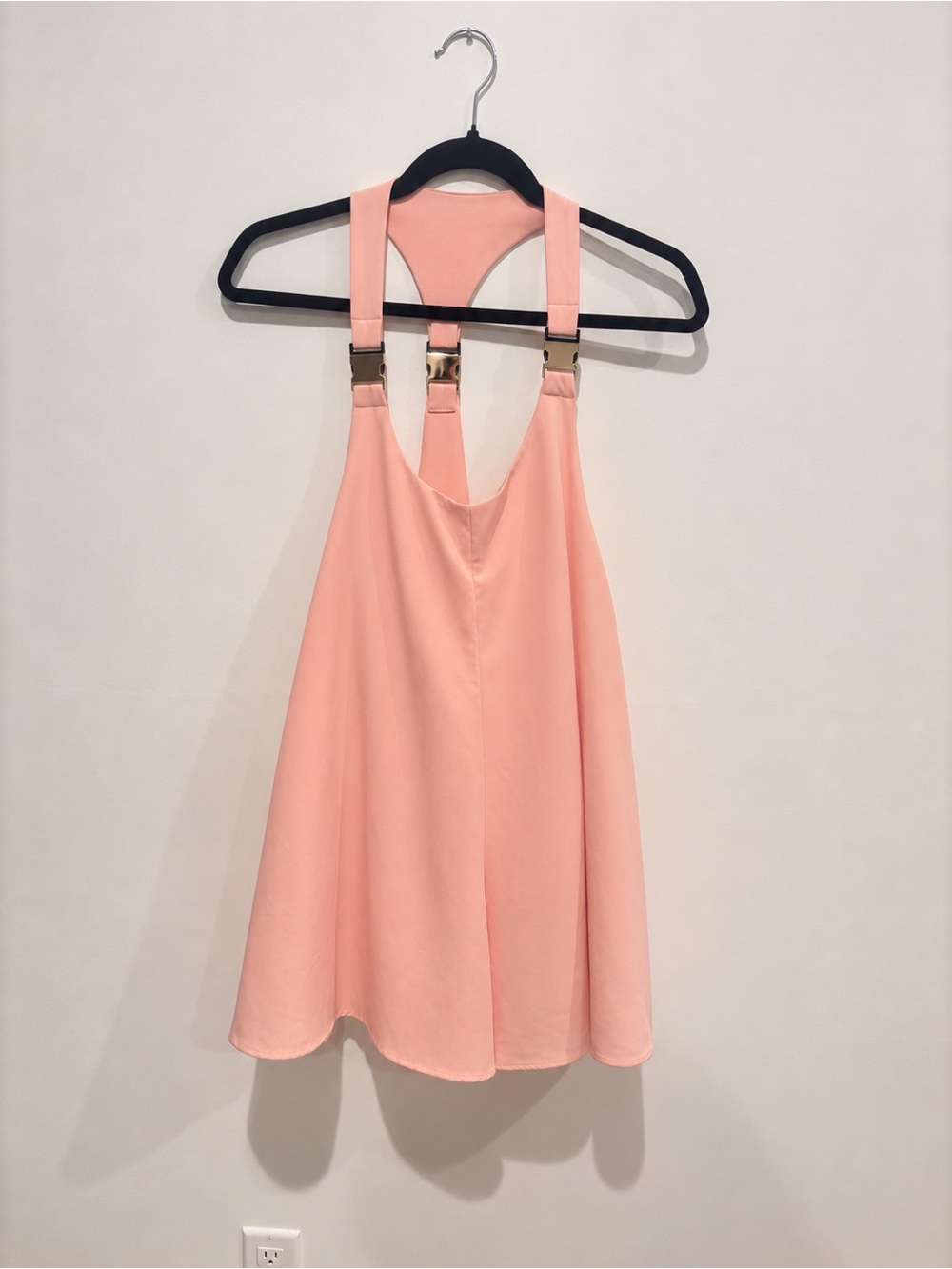 Shakuhachi Peach Pink Halter Dress Tank with Buckle Straps